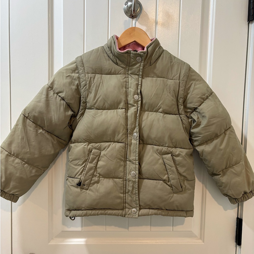 Mini Boden Convertible Puffer Jacket & Vest Fleece Lined Size 7-8